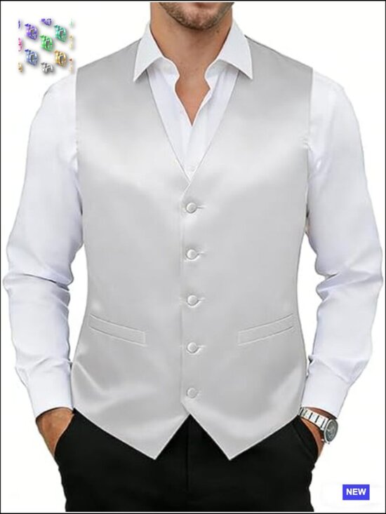 Other - Satin Formal Vest Slim Fit V-Neck Elegant Wedding Party Dress Waistcoat